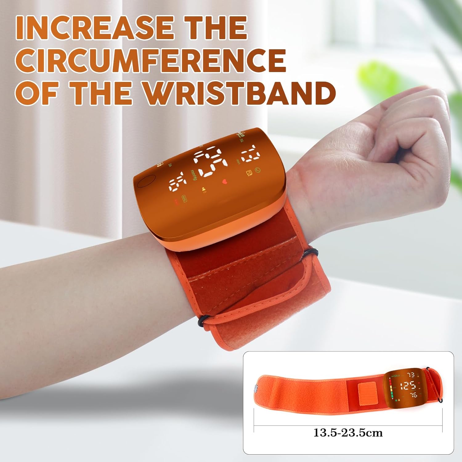 Rechargeable Wrist Blood Pressure Monitor with LED Touch Screen Adjustable Cuff

