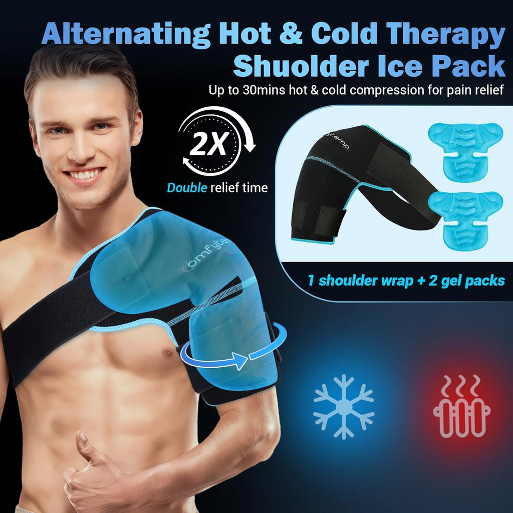 Comfytemp Shoulder Ice Wrap Compression Sleeve for Cold and Heat Therapy Relief

