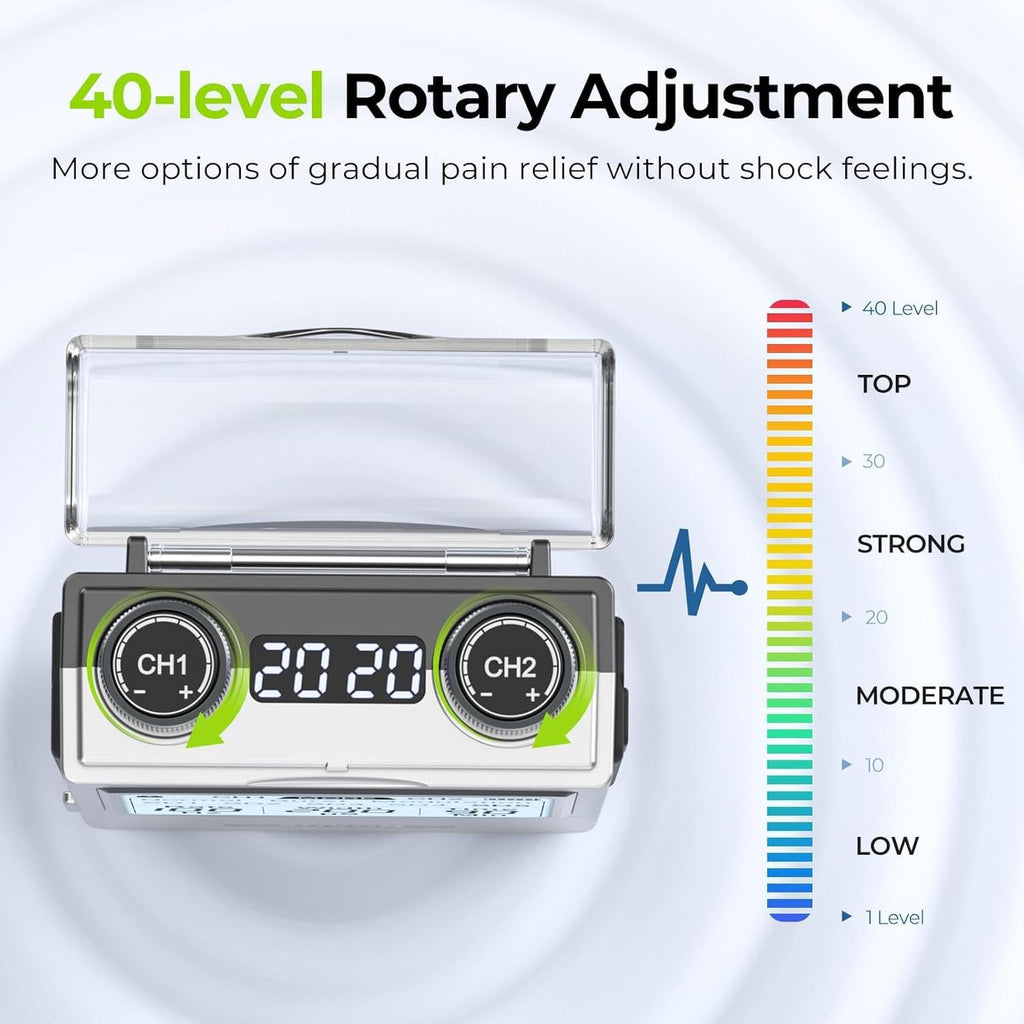 AUVON Rechargeable TENS Unit Digital Muscle Stimulator, 8 Modes, 12 Pads

