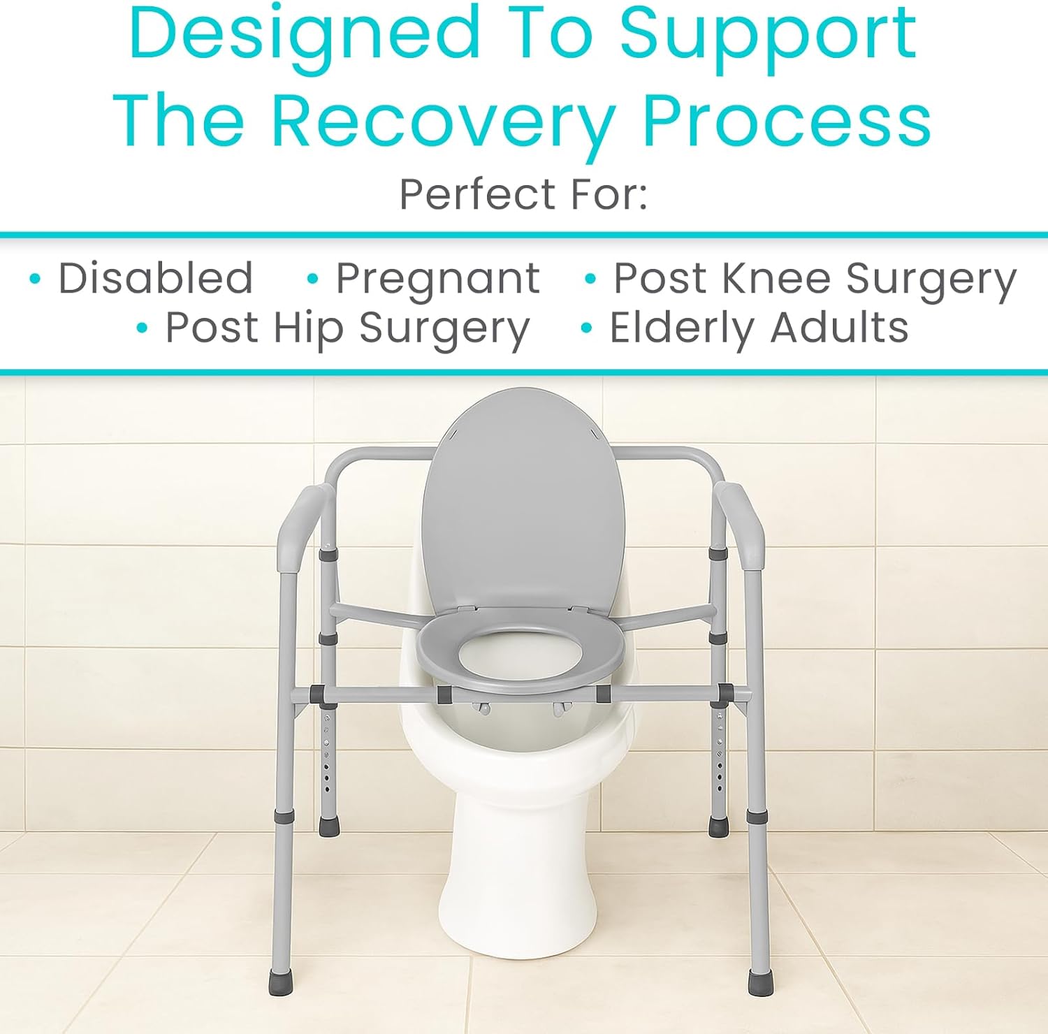 Vive Bariatric 3-in-1 Commode Toilet Chair, Portable Folding, 500 lb Capacity

