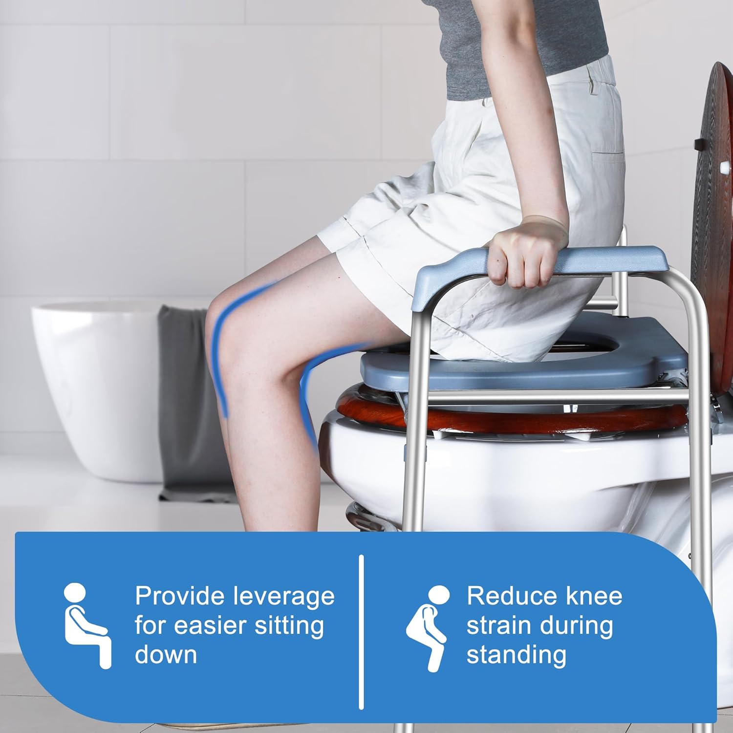 Deewow Raised Toilet Seat with Handles, Adjustable Height Safety Frame, 400 lb

