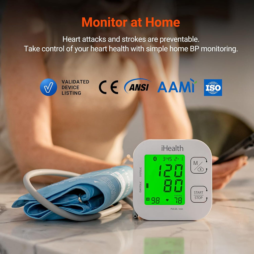 iHealth Track smart upper arm blood pressure monitor with wide range Bluetooth cuff

