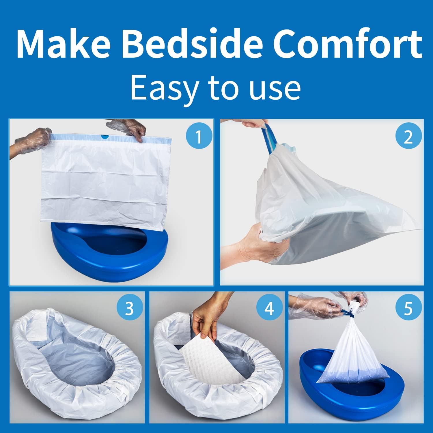 MINIVON Bedpan Set with Disposable Liners and Super Absorbent Pads

