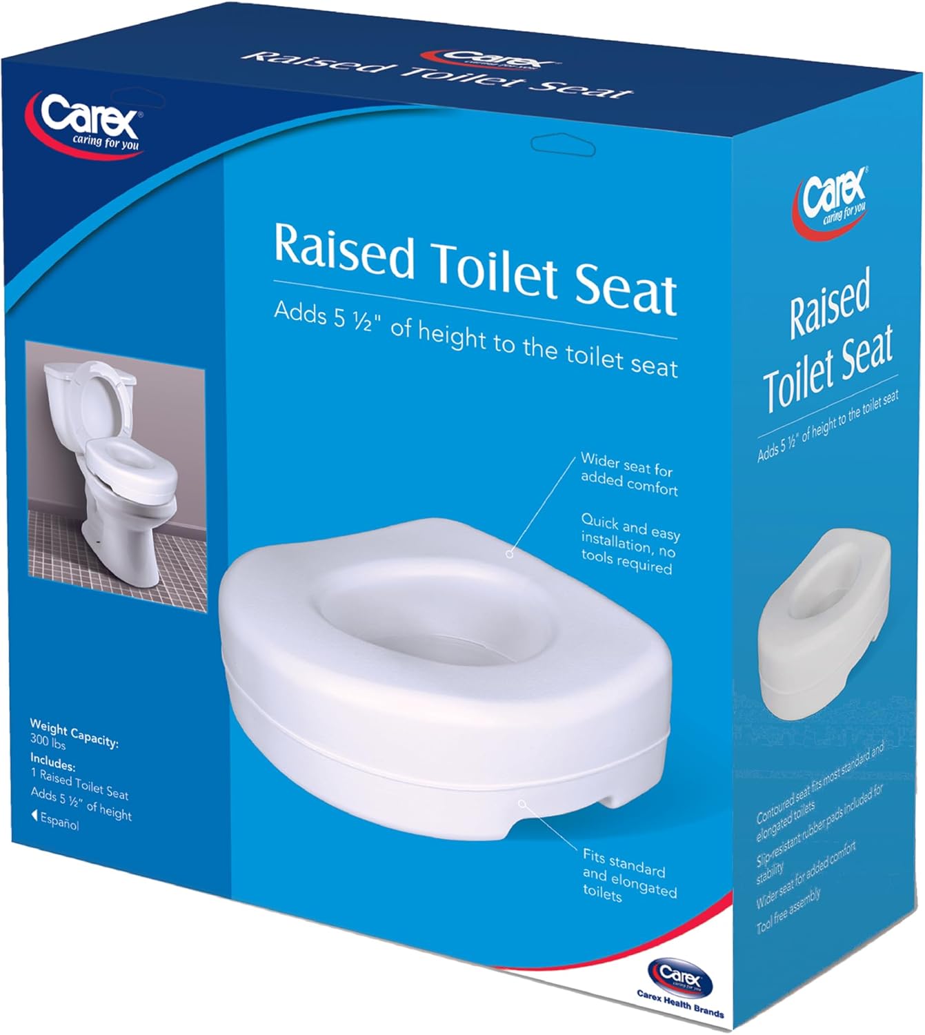 Carex Raised Bathroom Accessory for Seniors, Slip-Resistant, Universal Fit

