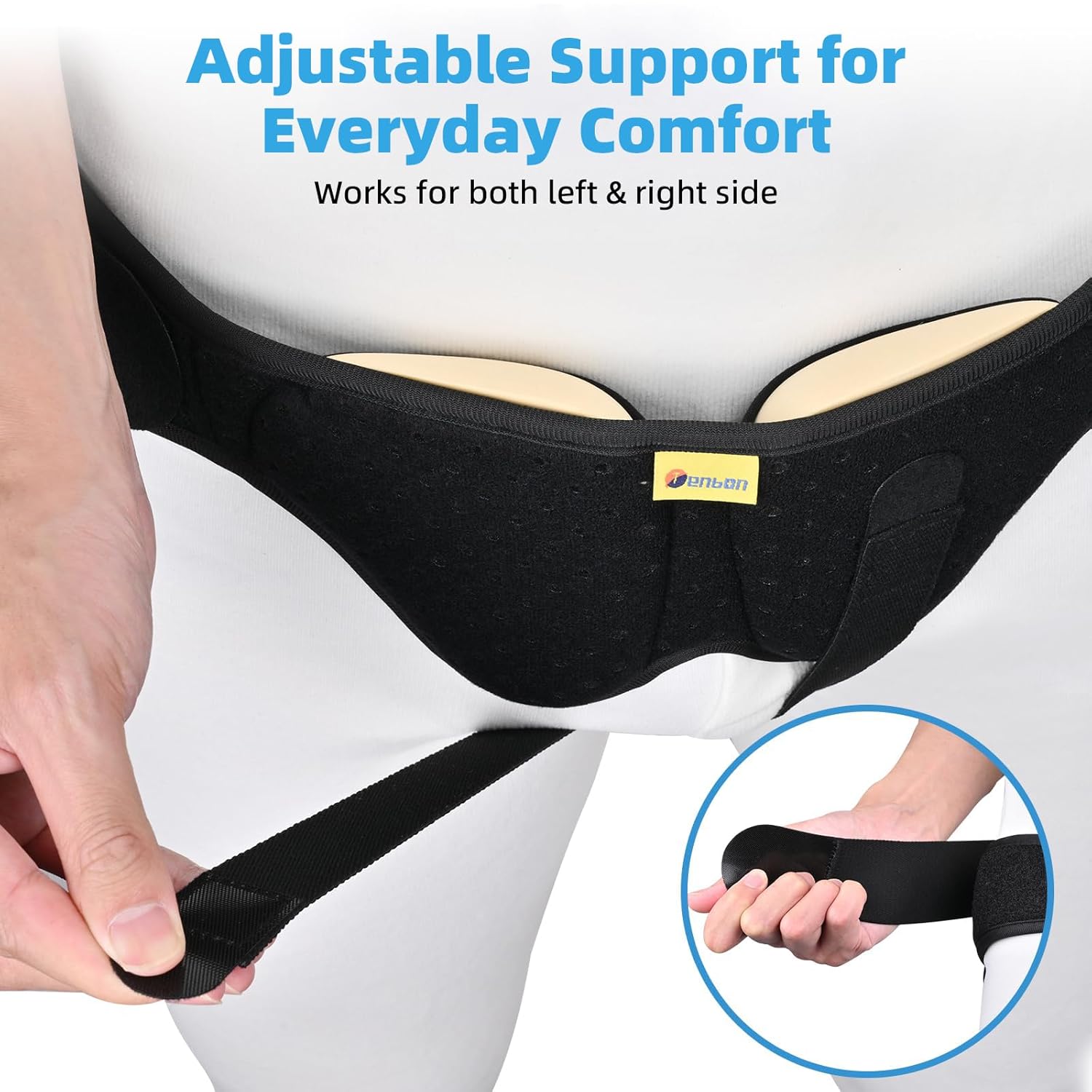 Tenbon Inguinal Hernia Belt for Men & Women, Adjustable Groin Support with Pads

