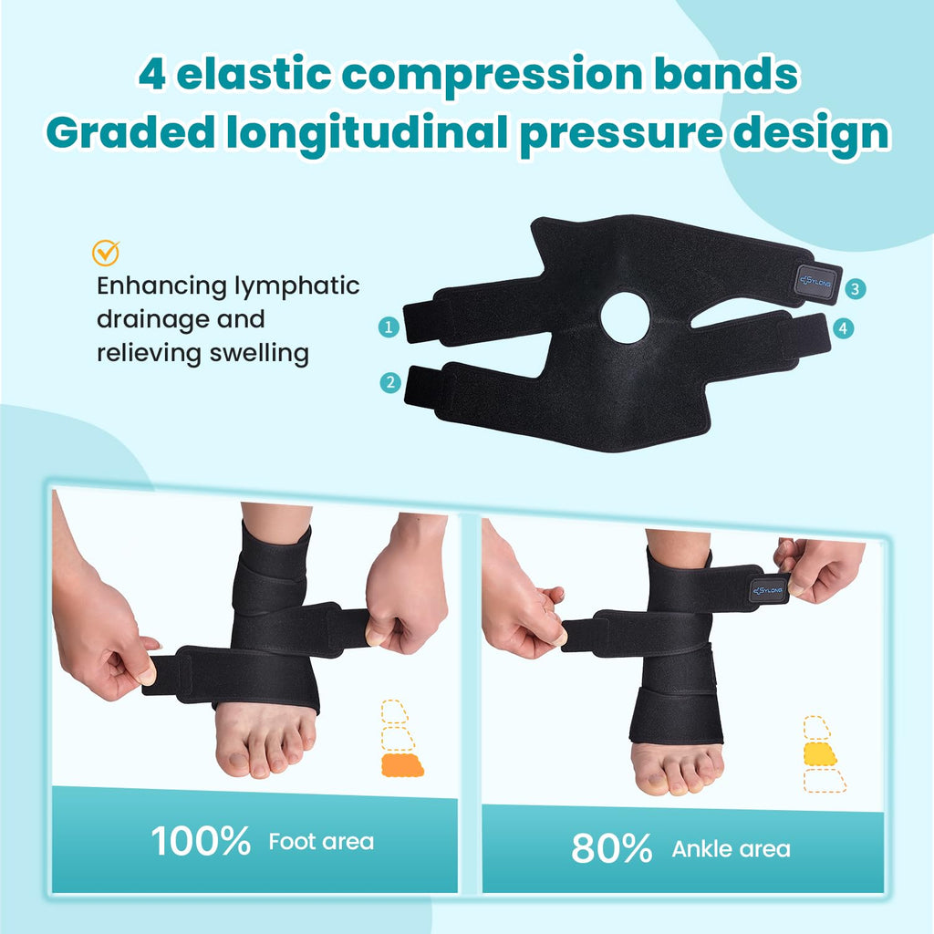 Sylong Swollen Foot & Ankle Compression Wrap Adjustable Brace Edema Sleeve

