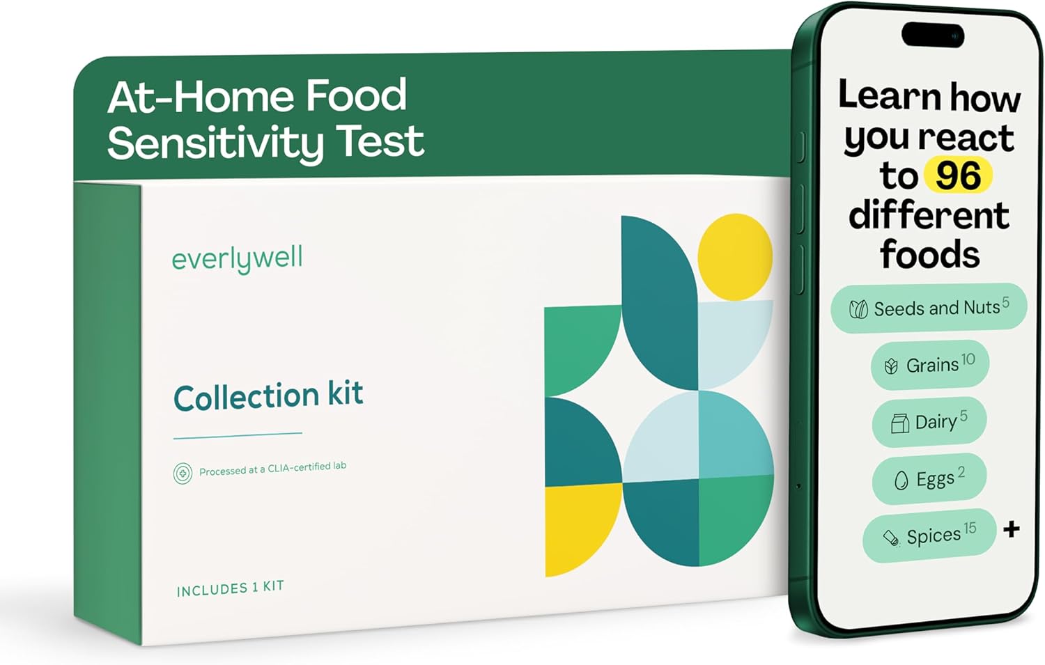 Everlywell Food Sensitivity Test Kit for 96 Foods, At-Home Collection, CLIA Lab

