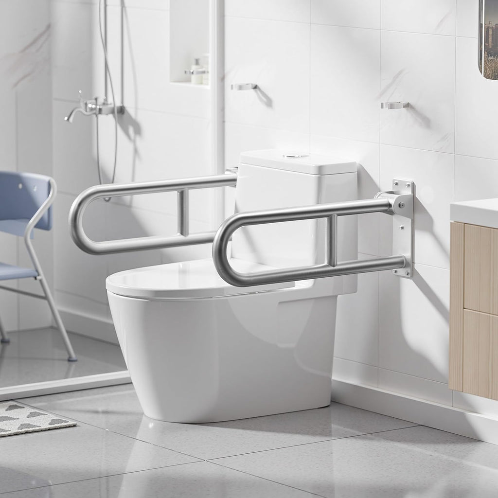 Toilet Grab Bar Bathroom Safety Handrail Wall Mounted, 304 Stainless Steel Flip-Up

