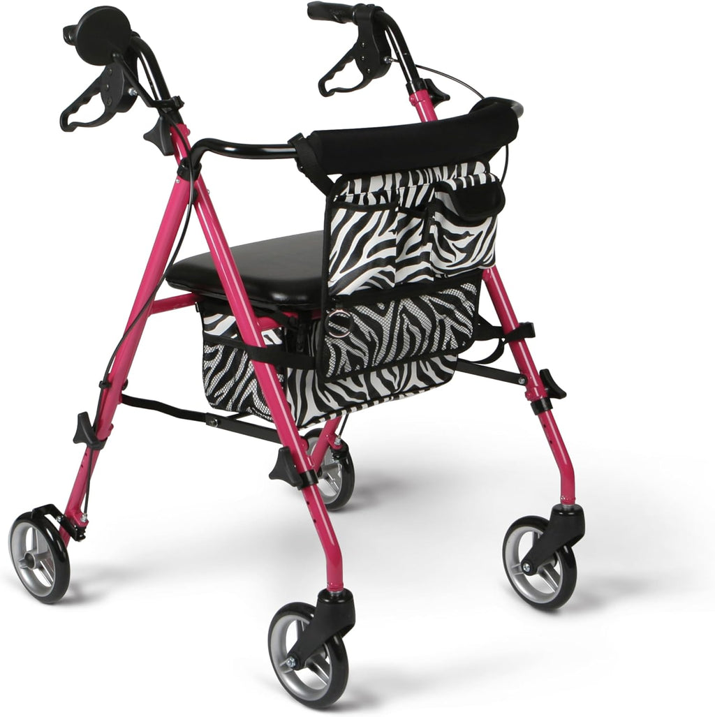 Medline Posh Premium Lightweight Aluminum Rollator Walker, Foldable, 250 lb Capacity

