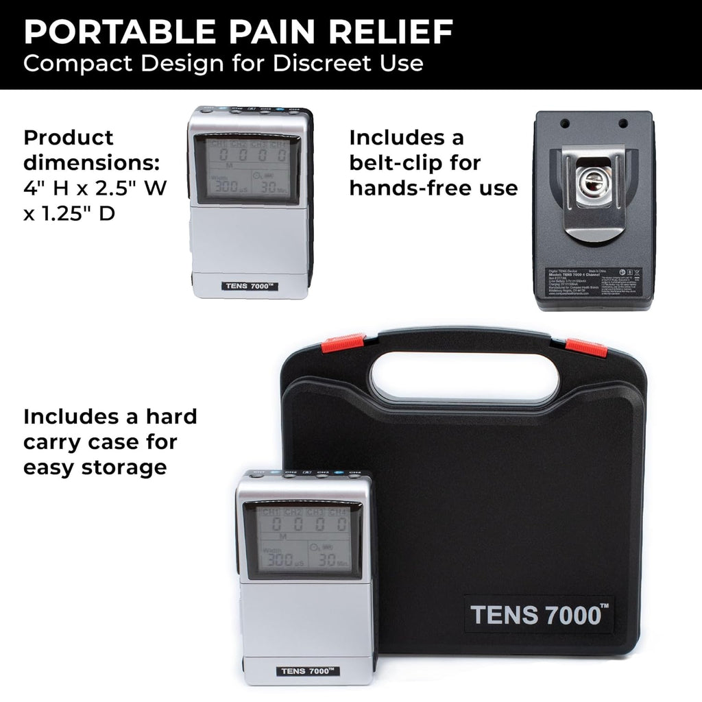 TENS 7000 Pro Rechargeable TENS Unit Muscle Stimulator, 4-Channel EMS/TENS

