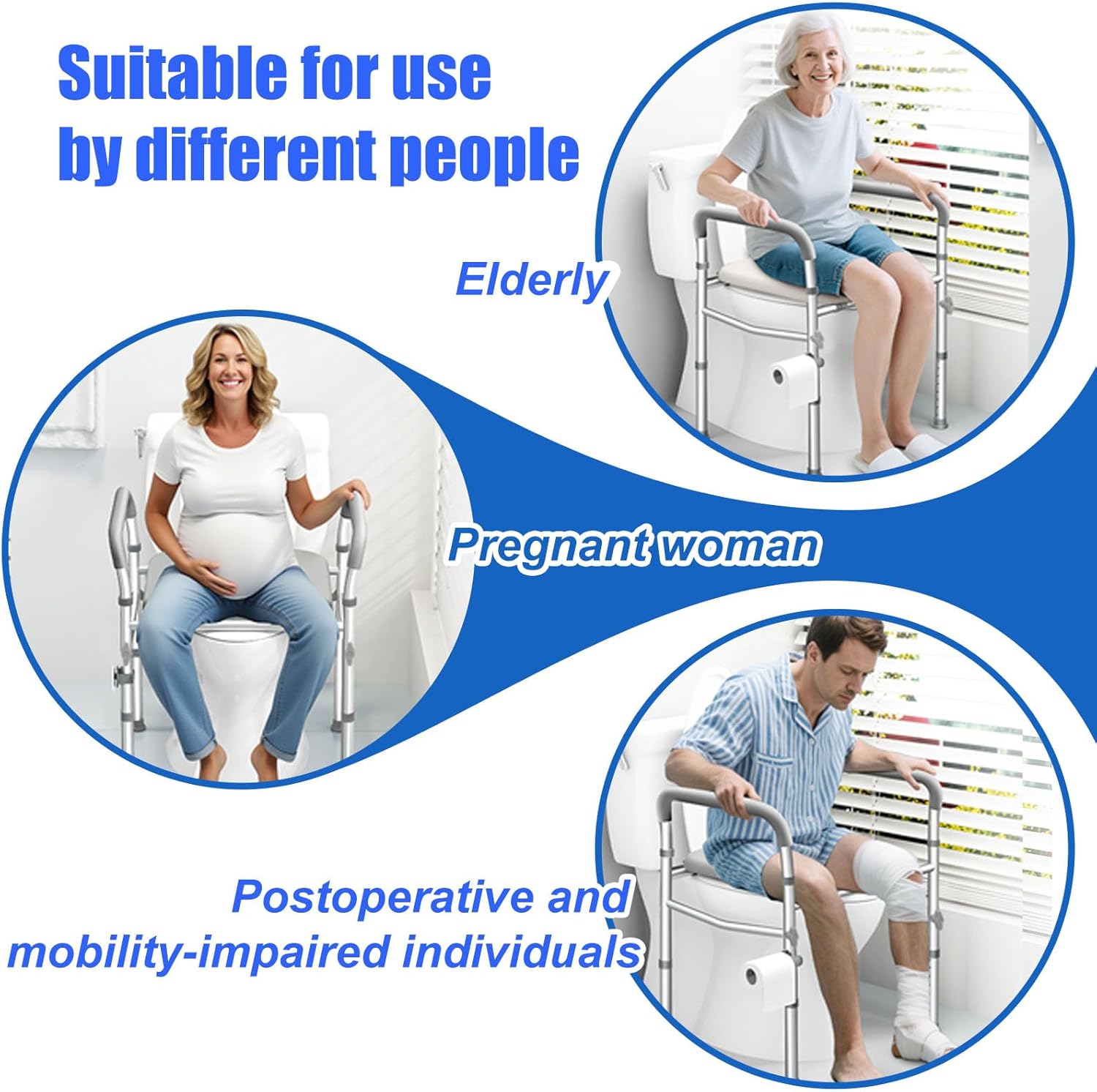 TVOVME Raised Toilet Seat with Handles, Adjustable Height and Width

