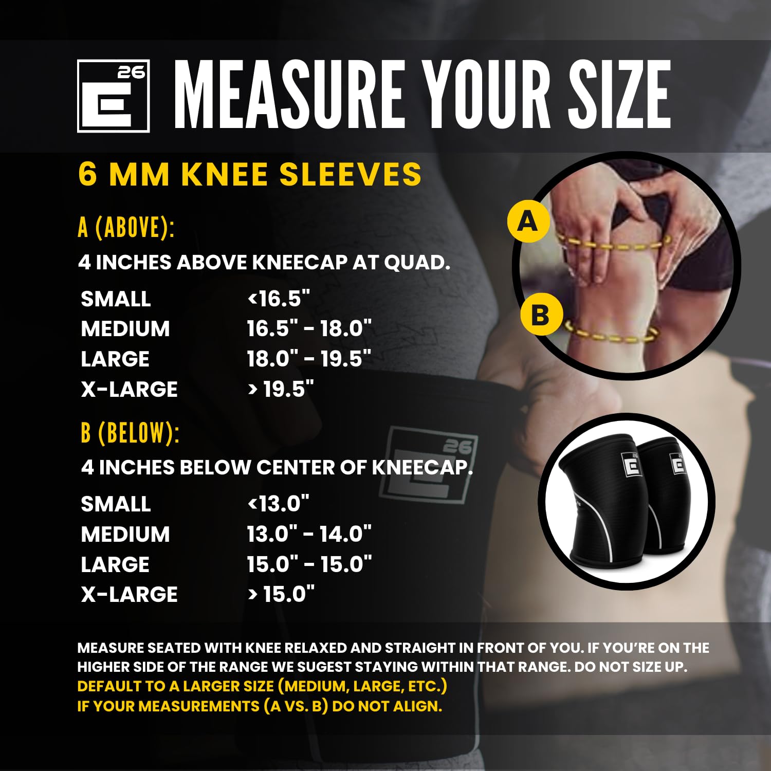 Element 26 Knee Sleeves for Weightlifting, 6mm Neoprene Compression Pair

