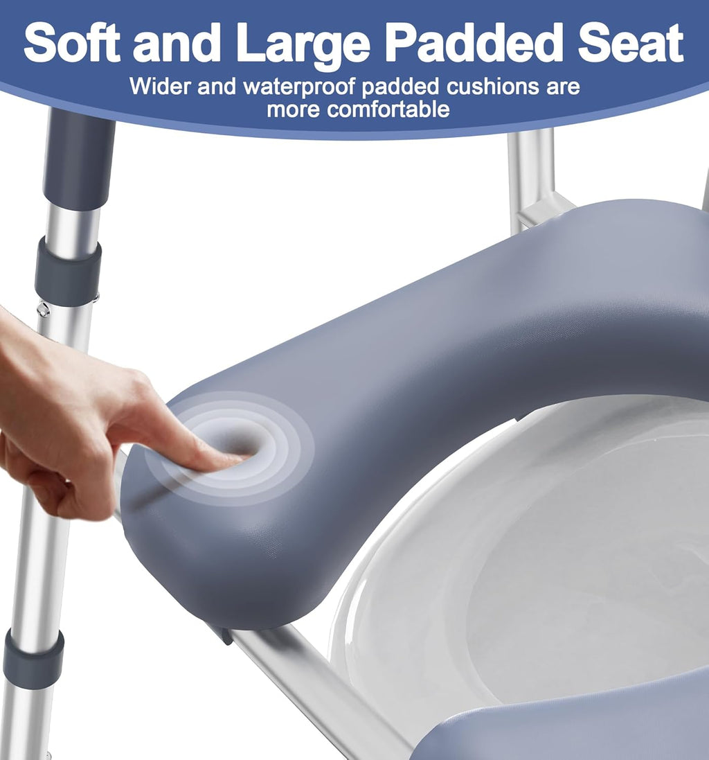 HOMLAND Raised Toilet Seat Riser with Handles, Adjustable Height & Width, Padded

