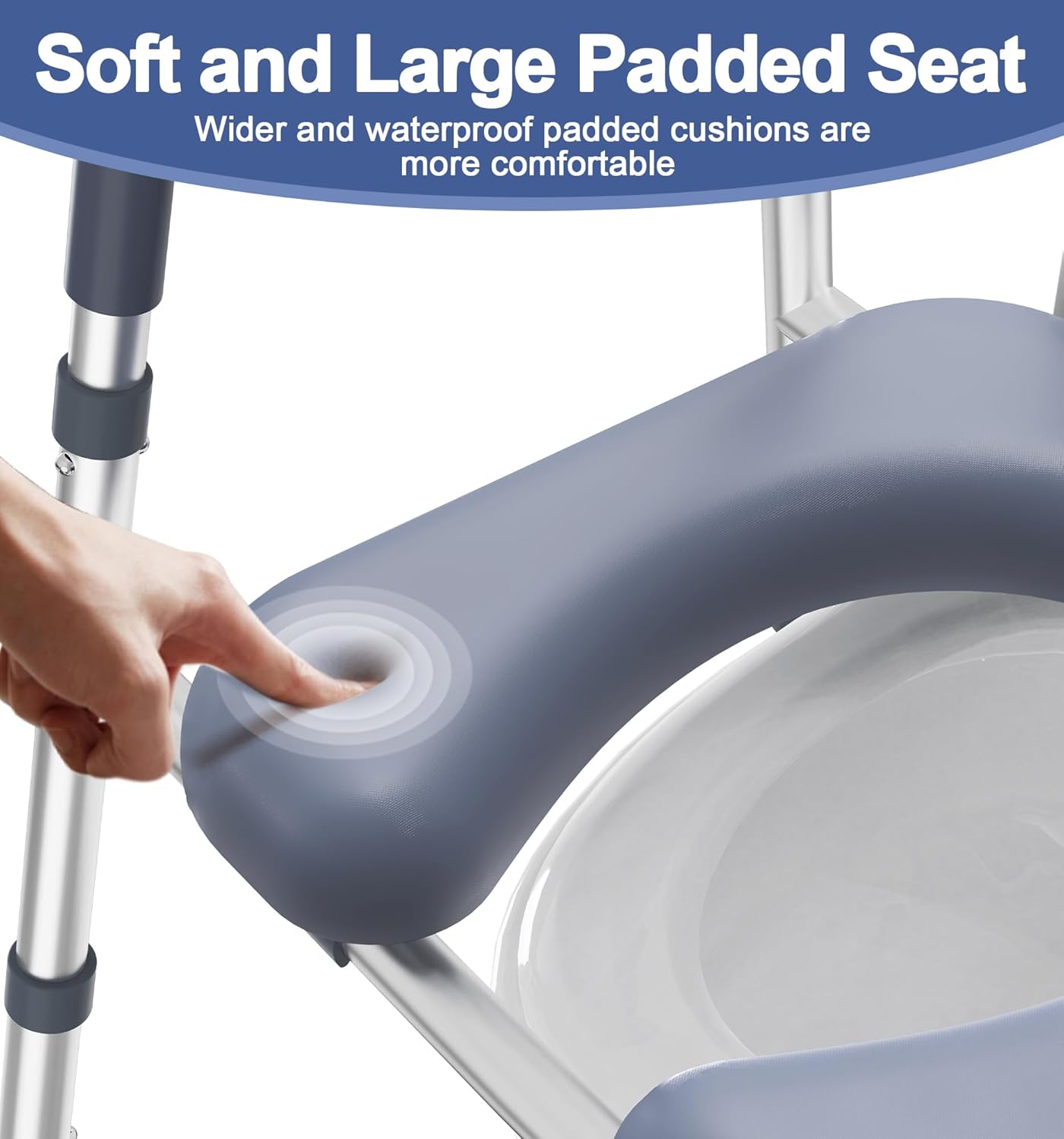 HOMLAND Raised Toilet Seat Riser with Handles, Adjustable Height & Width, Padded

