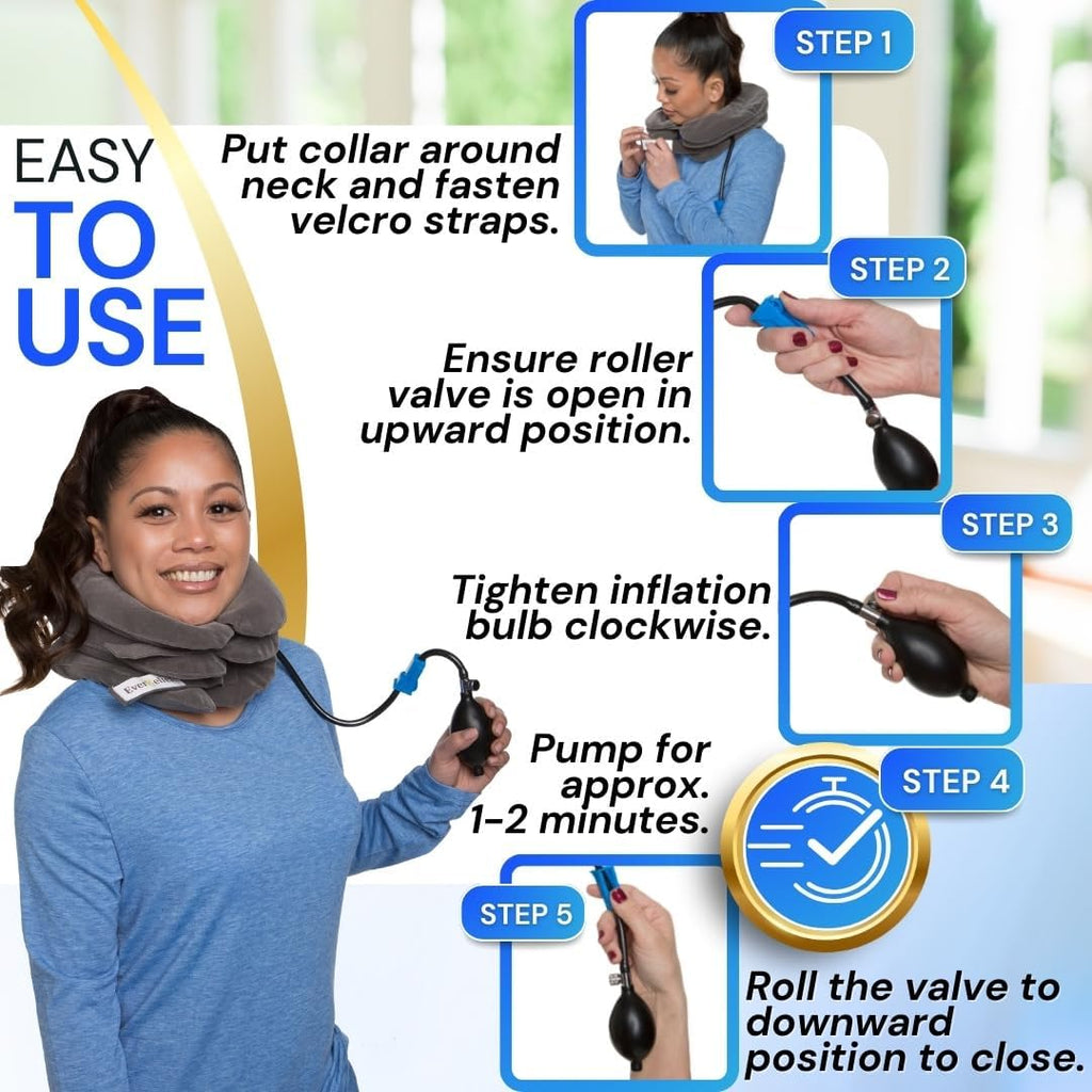 EverRelief Cervical Traction Device Inflatable Adjustable Neck Stretcher Pillow

