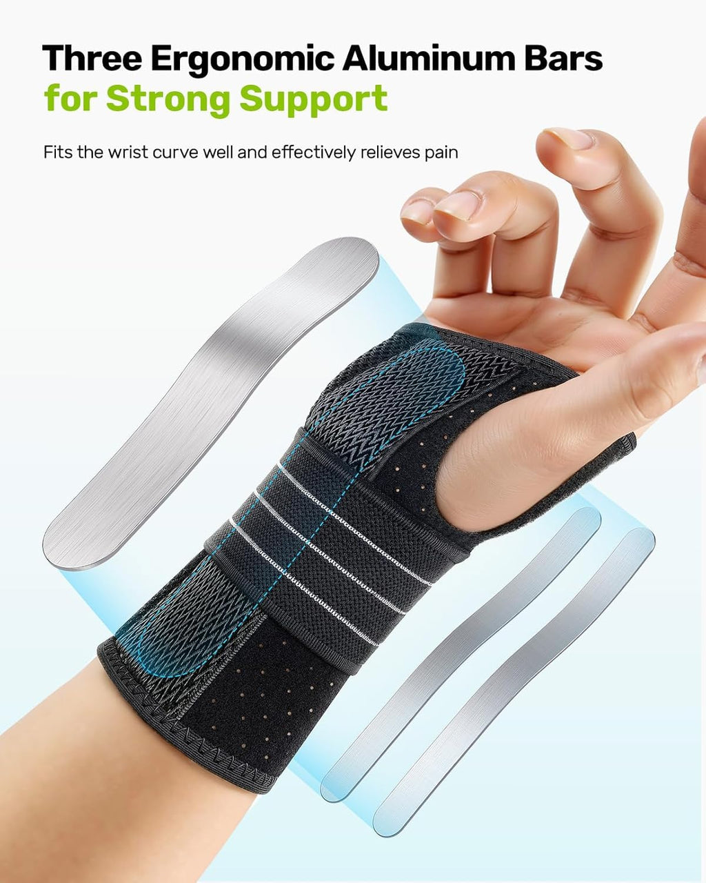 Rakiie 2-Pack Carpal Tunnel Wrist Braces, Adjustable Wrist Support Splint

