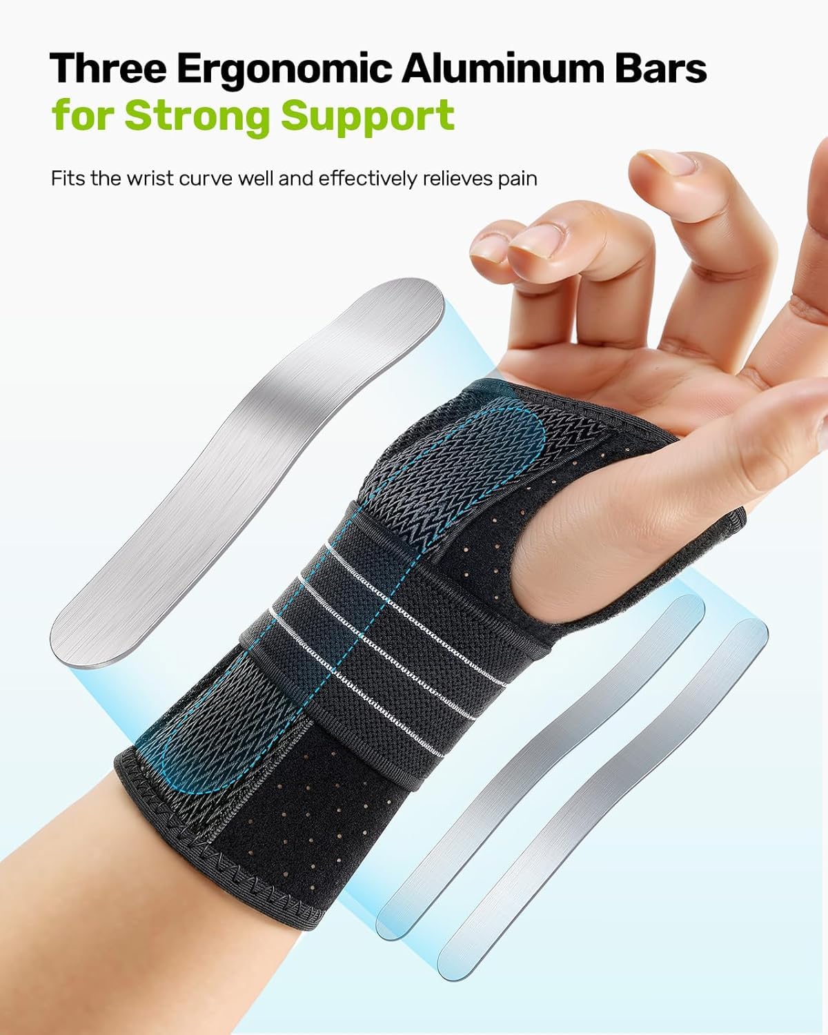 Rakiie 2-Pack Carpal Tunnel Wrist Braces, Adjustable Wrist Support Splint

