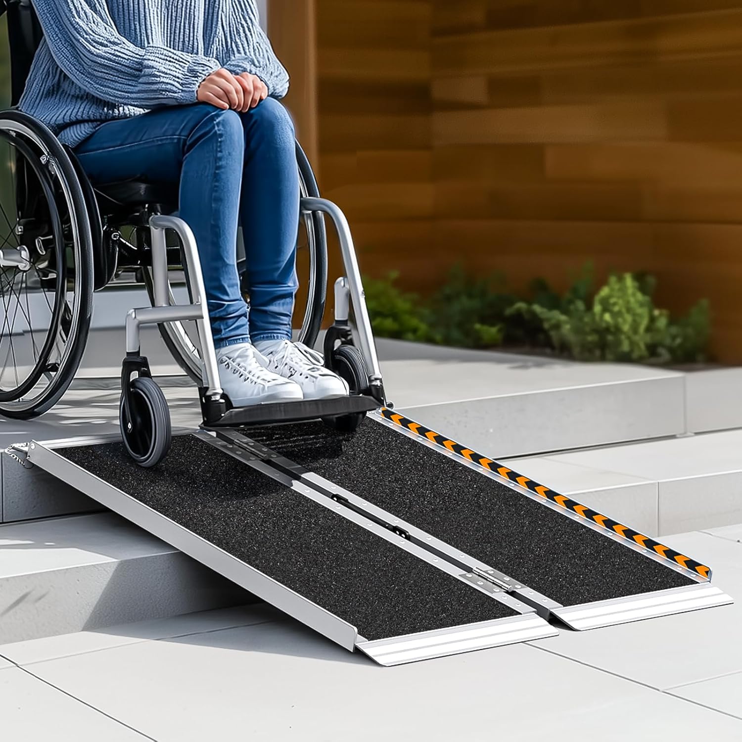 Portable Wheelchair Ramp for Steps, Non-Slip Aluminum, 800 lb Capacity

