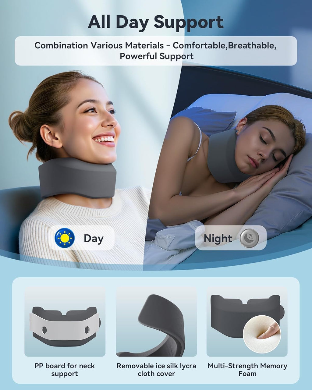 Soft Cervical Collar Neck Brace for Sleeping, Neck Pain Support

