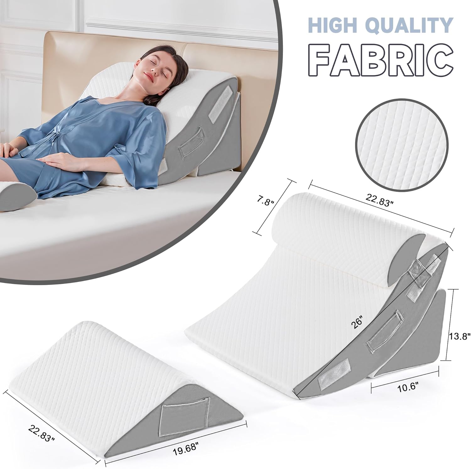 Yojoker Orthopedic Bed Wedge Pillow Set, Adjustable Triangle Memory Foam

