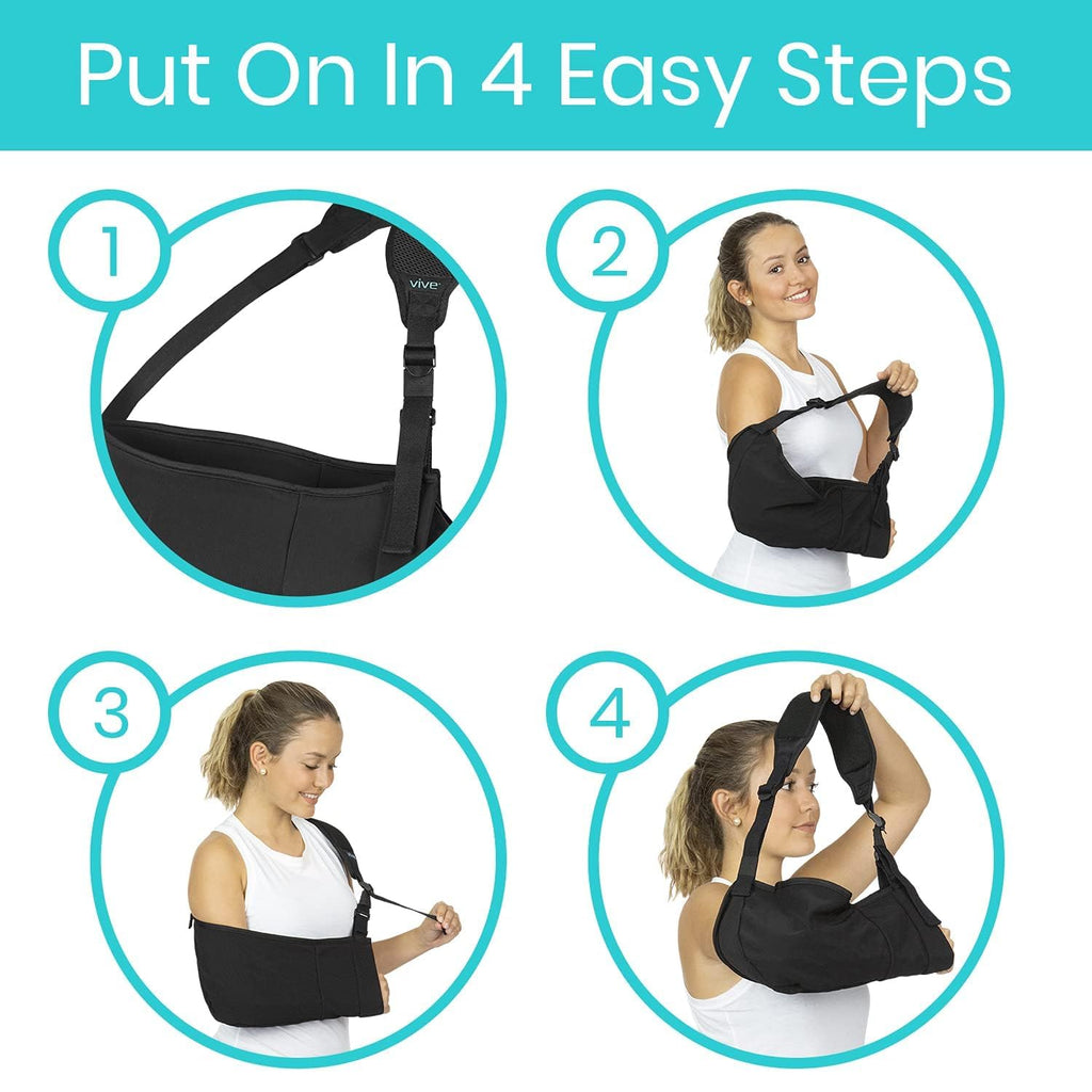 Vive Arm Sling Shoulder Immobilizer with Thumb Loop, Adjustable Padded Strap

