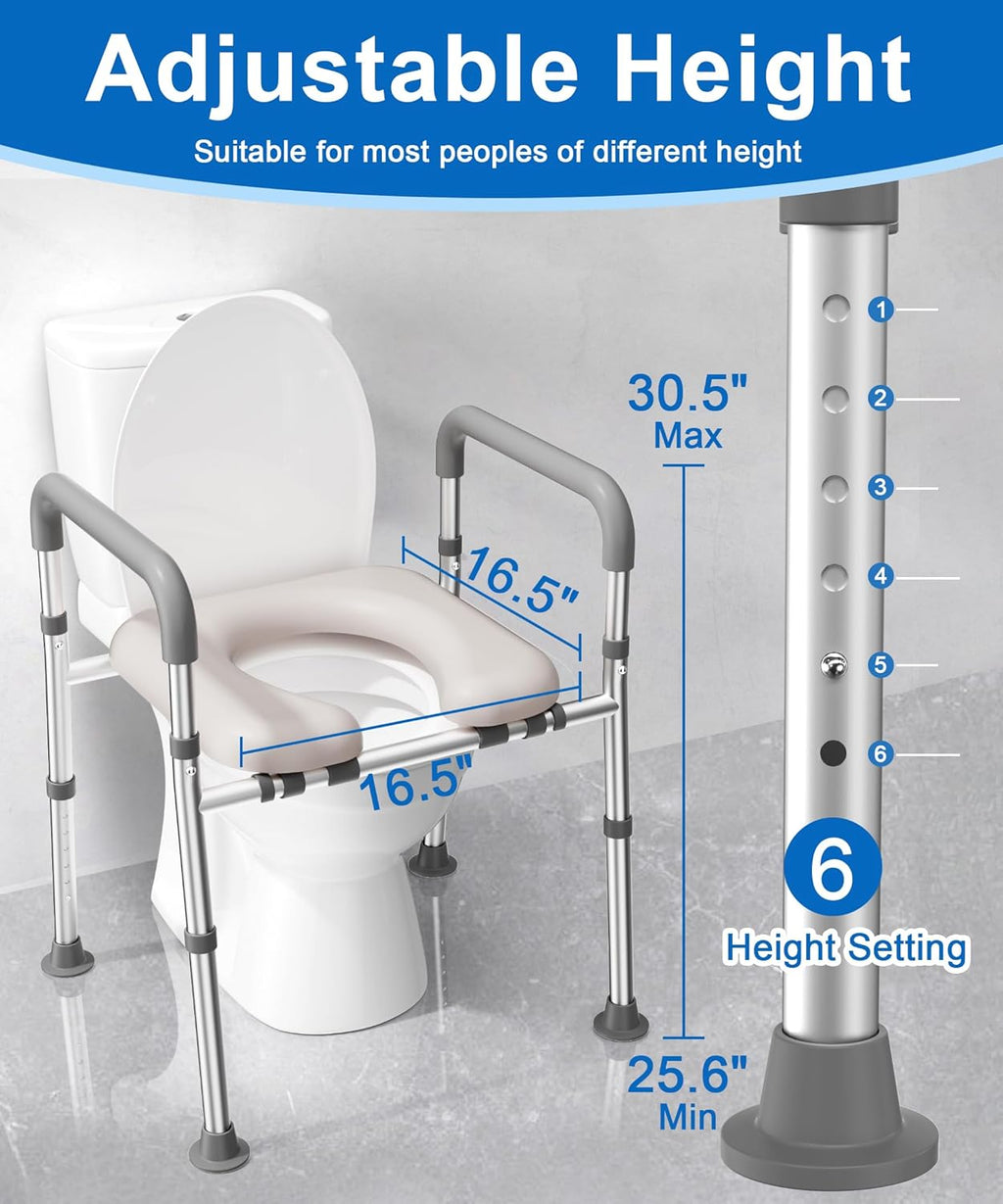 HOMLAND Raised Toilet Seat with Handles, Adjustable Height & Width, Padded Riser

