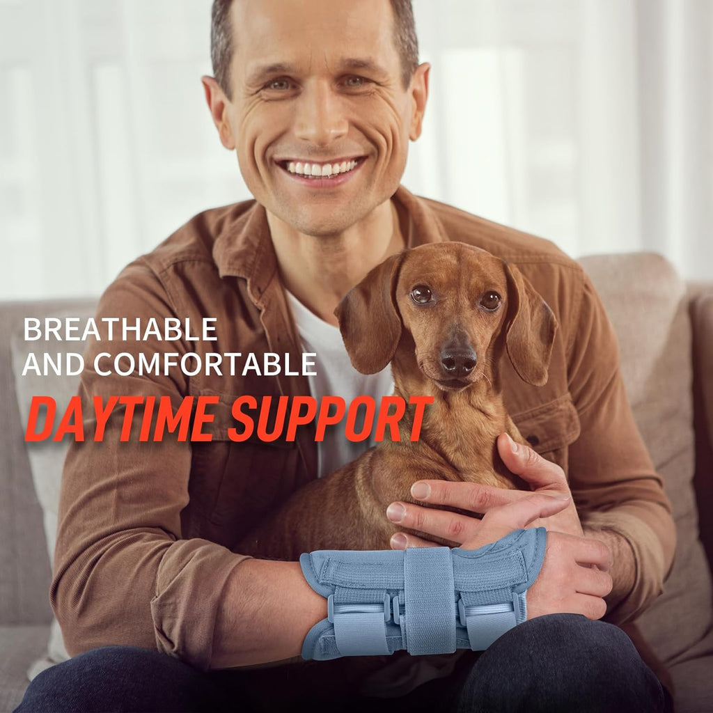 FEATOL Wrist Brace Carpal Tunnel Adjustable Night Support with Removable Splints

