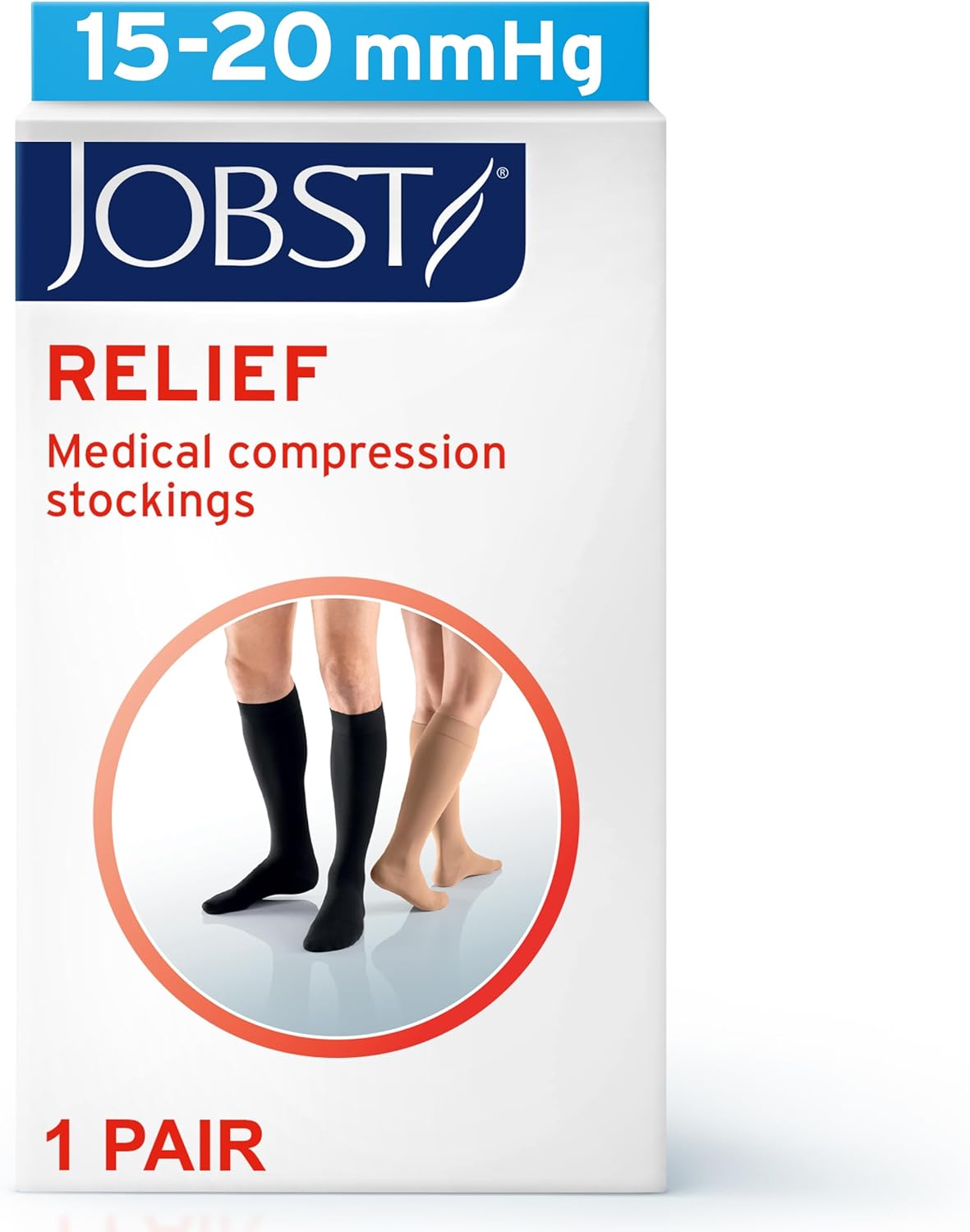 JOBST Relief Knee High Graduated Compression Socks 15-20 mmHg Open Toe

