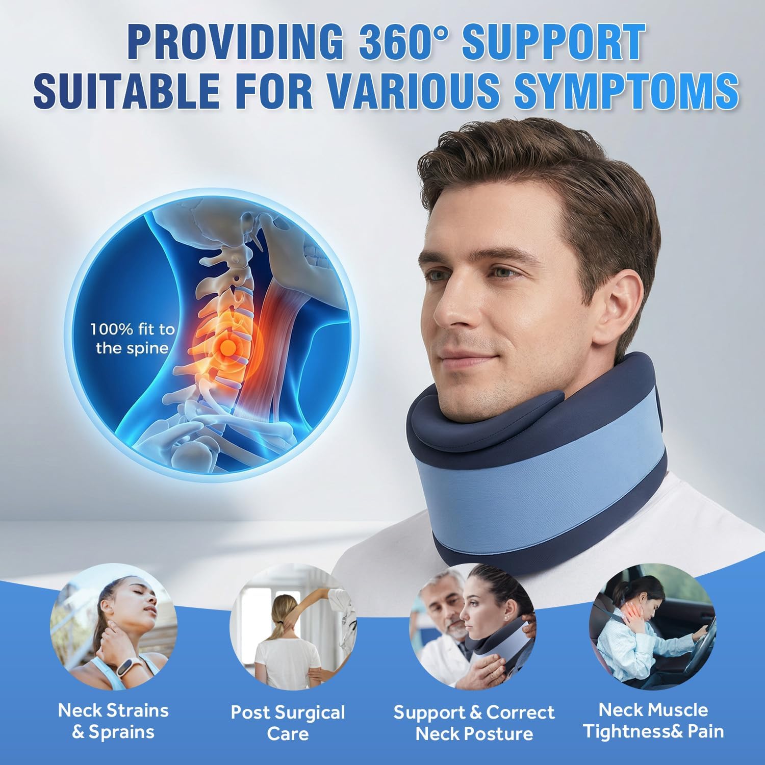 GVIIPK Ice Silk Neck Brace Cervical Collar for Support, Sleeping, Posture


