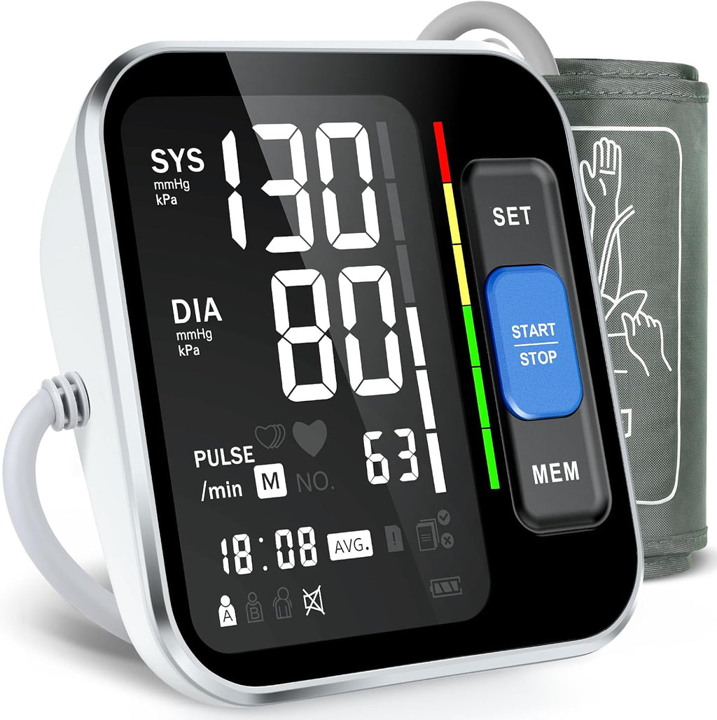 Upper Arm Blood Pressure Monitor for Home Use, HR Detection, Large Display

