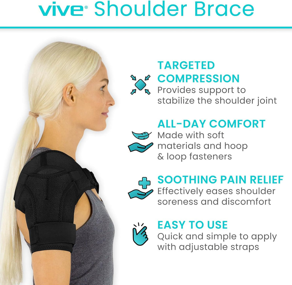 Vive Shoulder Brace Compression Sleeve for Rotator Cuff, Arthritis, Sprains

