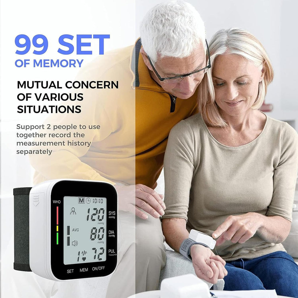MMIZOO Wrist Blood Pressure Monitor Automatic Large LCD Display Adjustable Cuff


