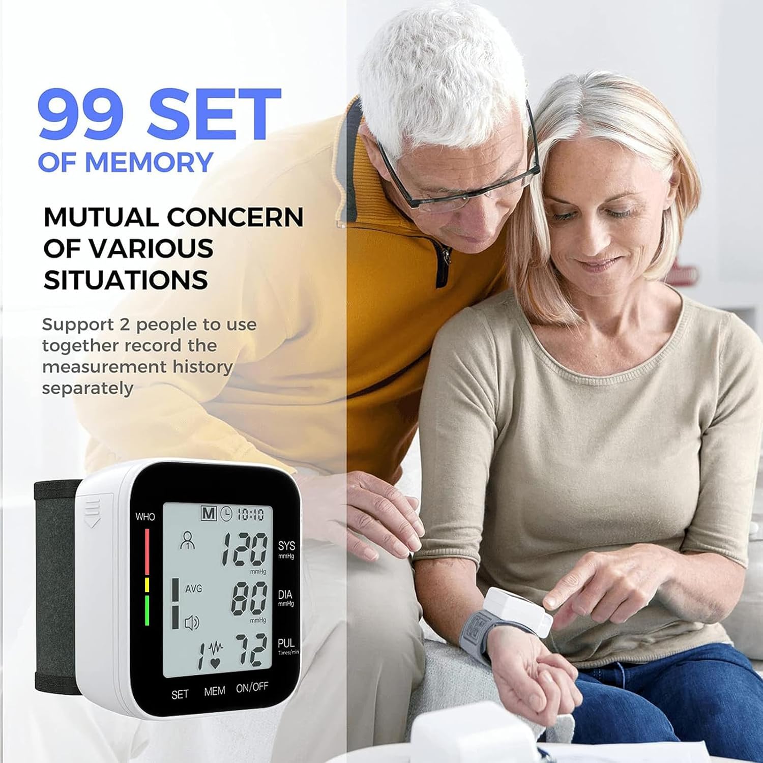 MMIZOO Wrist Blood Pressure Monitor Automatic Large LCD Display Adjustable Cuff

