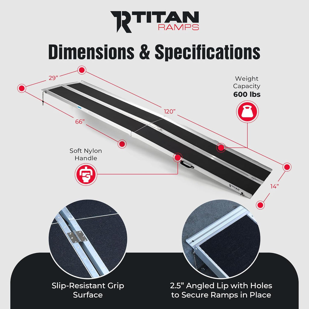 Titan Ramps Multi-Fold Wheelchair Ramp, Folding Aluminum Scooter Ramp

