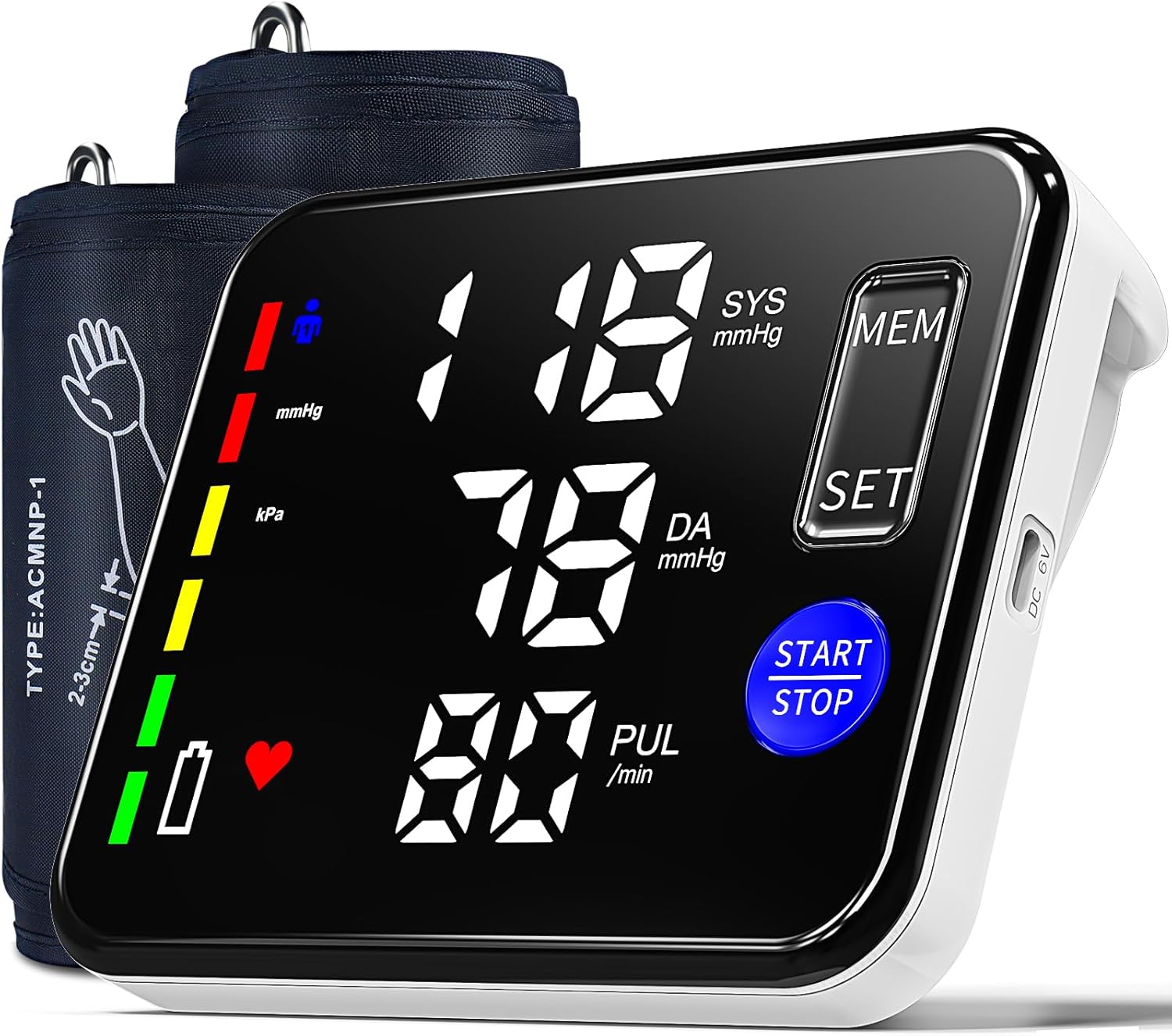Upper Arm Blood Pressure Monitor for Home Use, Rechargeable, Voice, Large Screen

