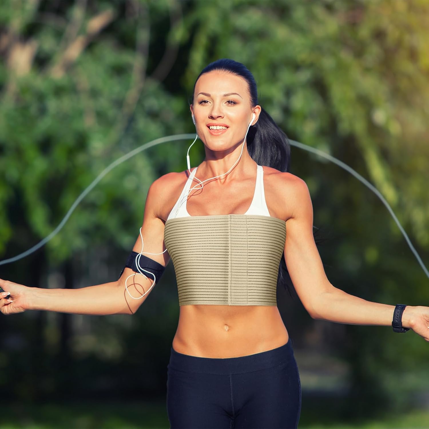 Geiserailie Breast Support Compression Wrap, Adjustable Self-Adhesive Chest Bandage

