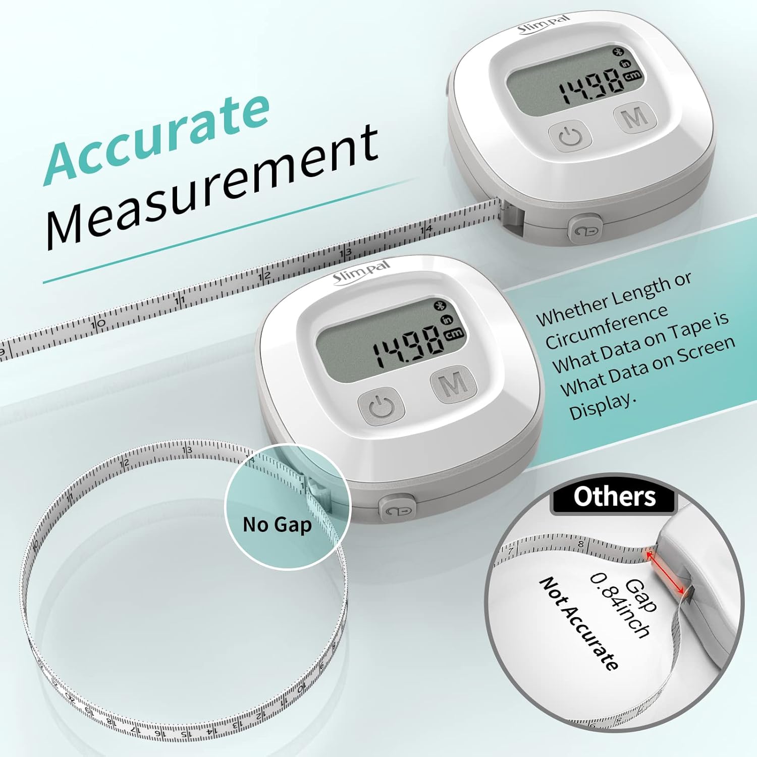 Slimpal Digital Body Fat Measuring Tape with LCD for BMI, Fitness and Body Shape

