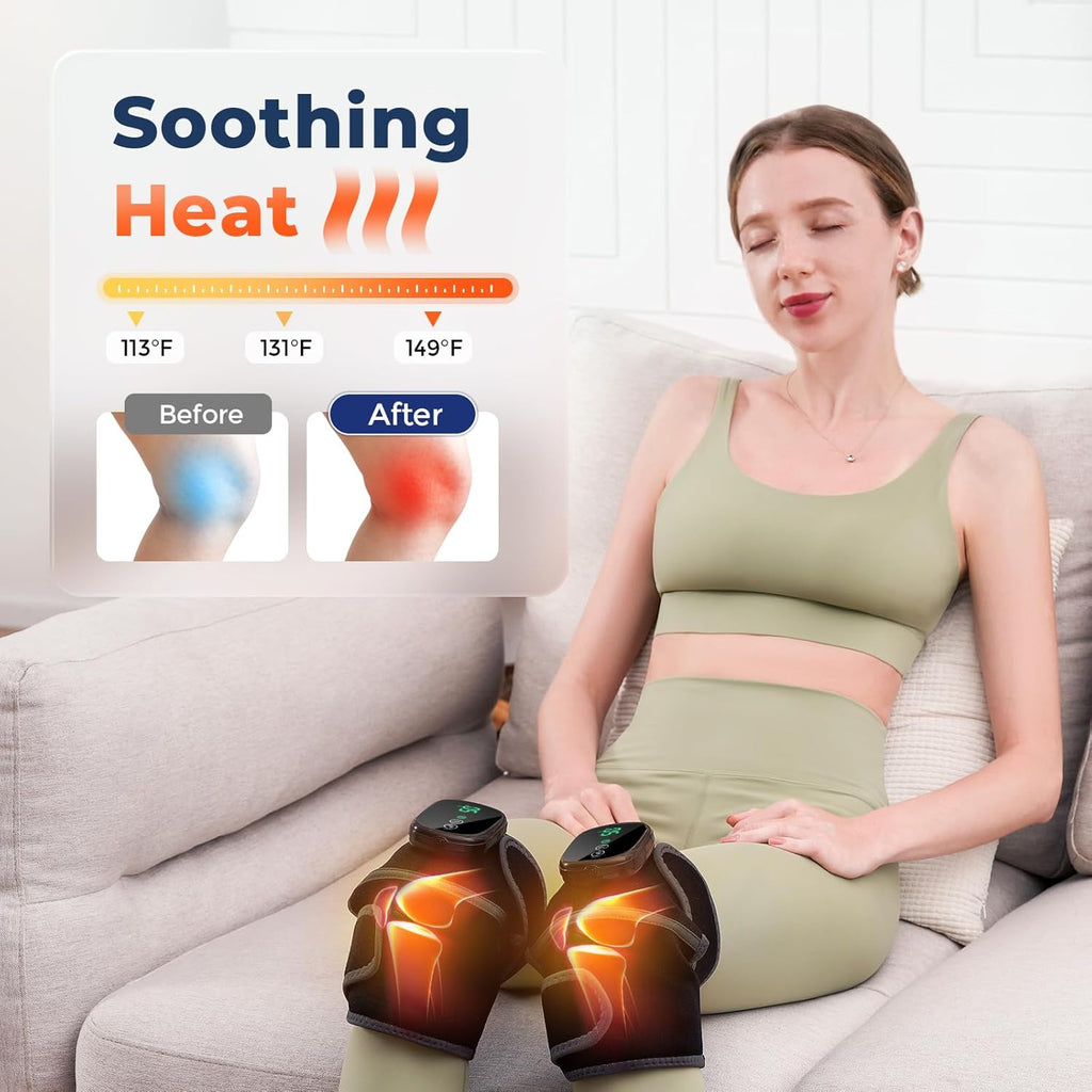 HOMRELEXA Cordless Heated Knee Massager 3-in-1 Knee Pad with Heat and Vibration

