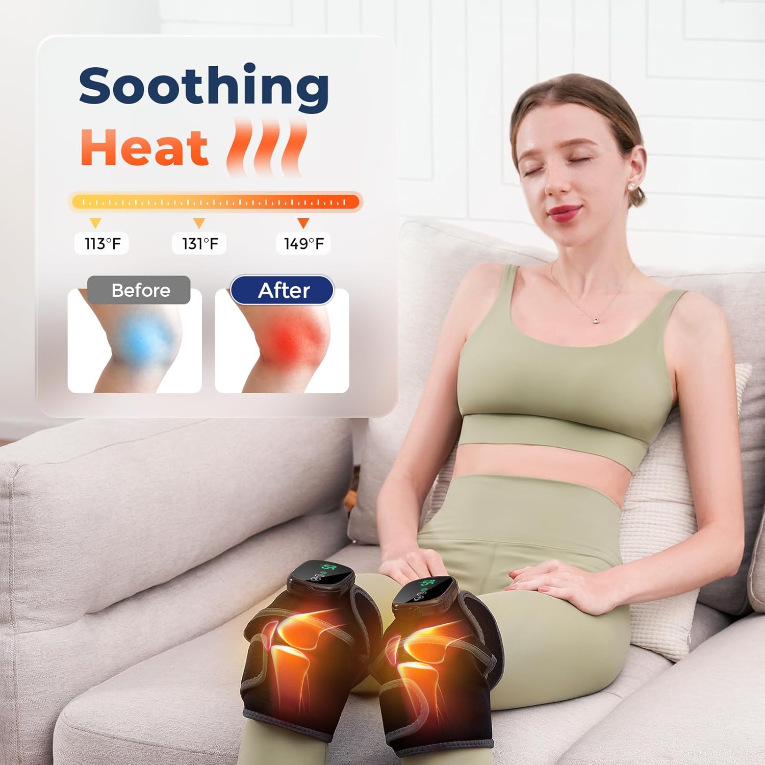 HOMRELEXA Cordless Heated Knee Massager 3-in-1 Knee Pad with Heat and Vibration

