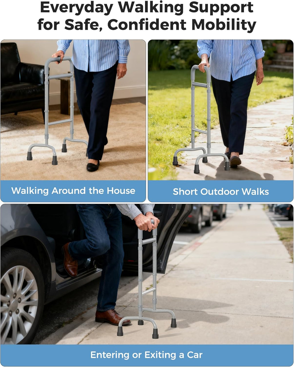 Stand Assist Mobility Aid for Elderly, Height-Adjustable Walking Support

