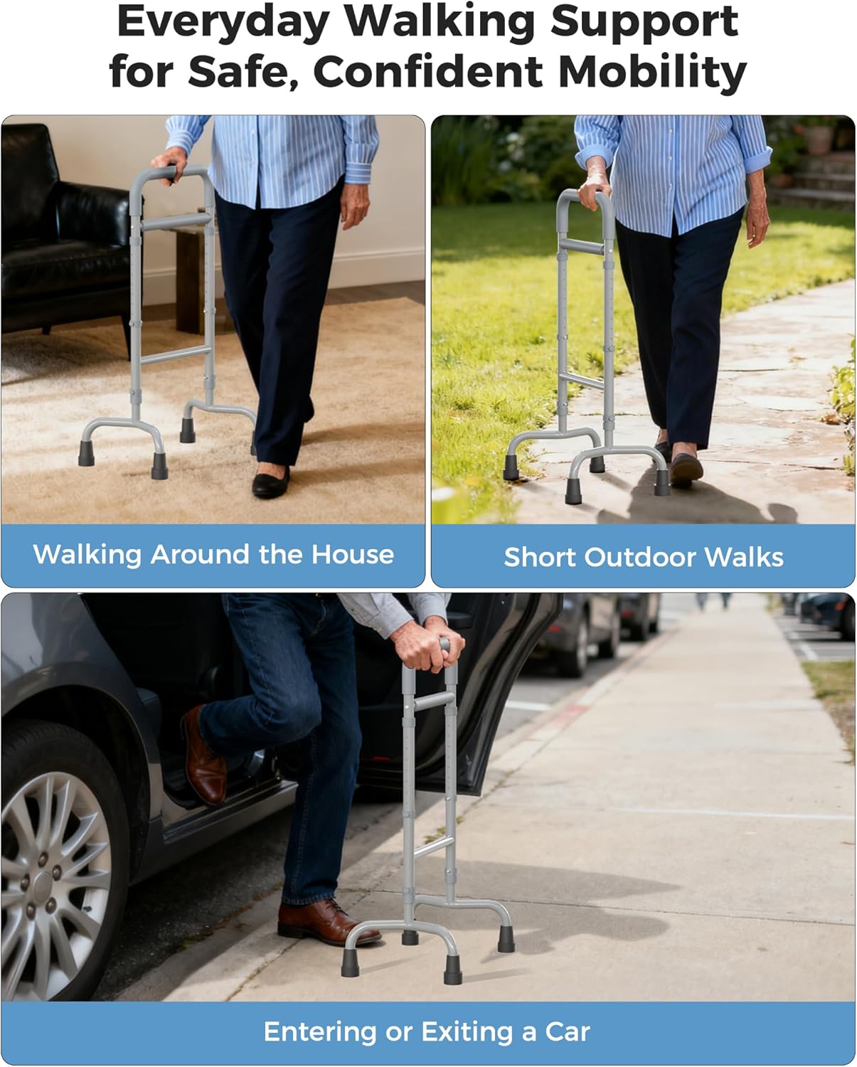 Stand Assist Mobility Aid for Elderly, Height-Adjustable Walking Support

