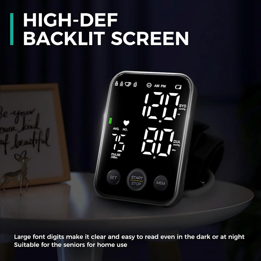 Oklar Upper Arm Blood Pressure Monitor, One-Button BP Machine with LED Display

