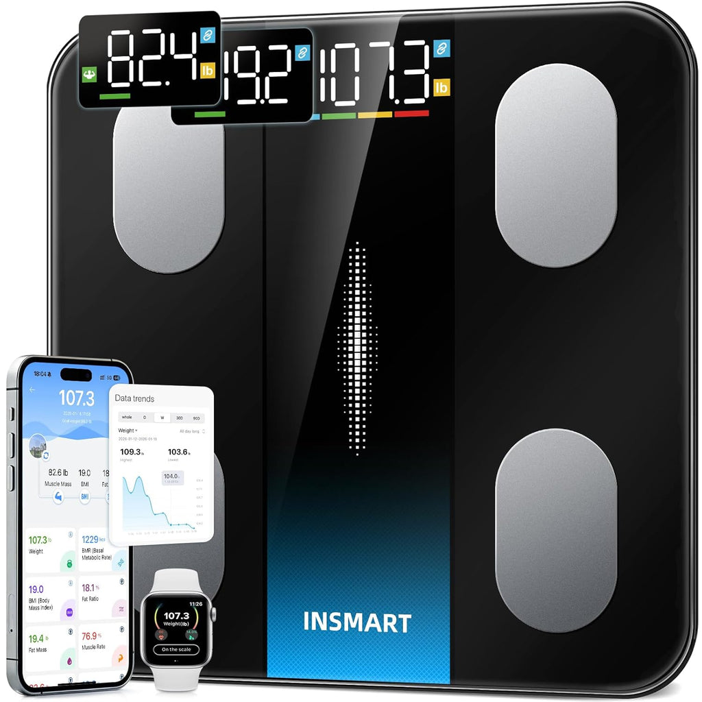 INSMART Bluetooth Smart Body Composition Scale with BMI, Body Fat, Water, Muscle

