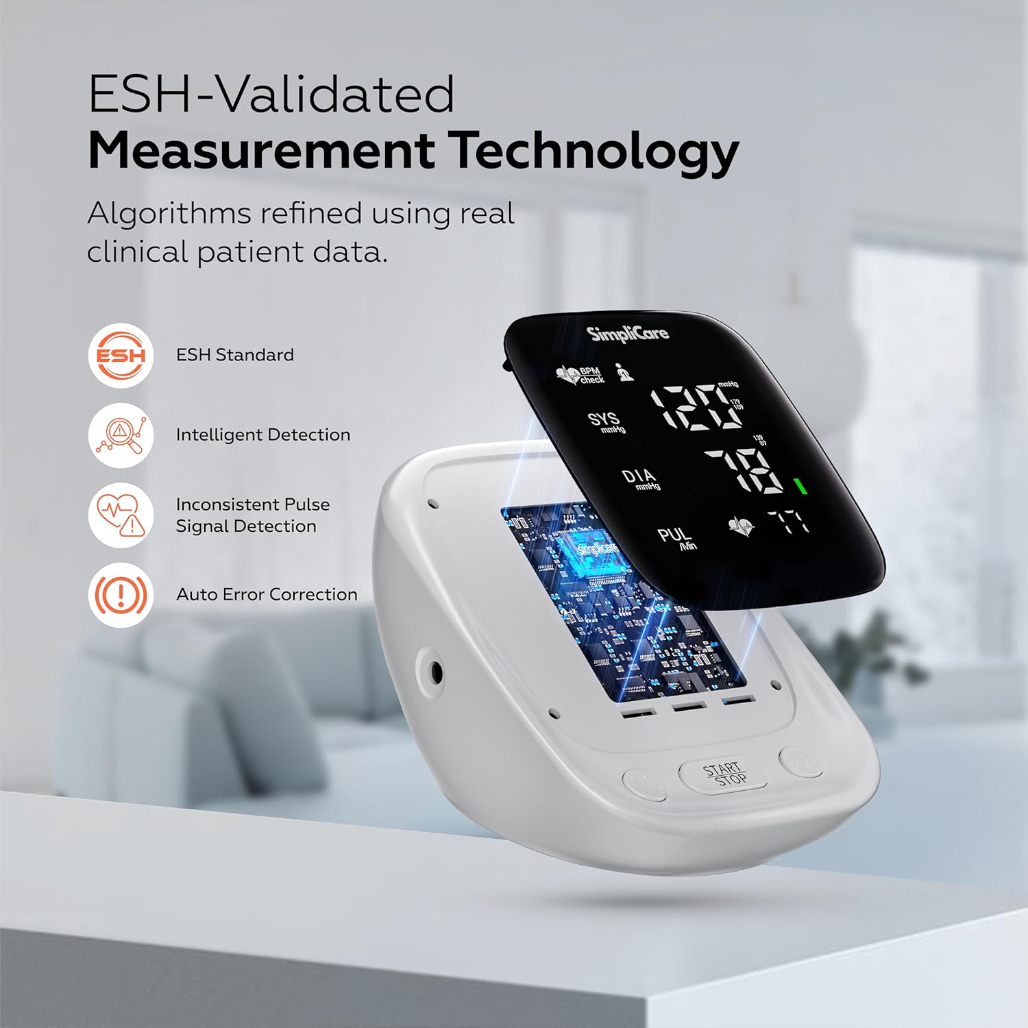 SimpliCare Upper Arm Blood Pressure Monitor with XL Cuff, Large LED Display, 2-User

