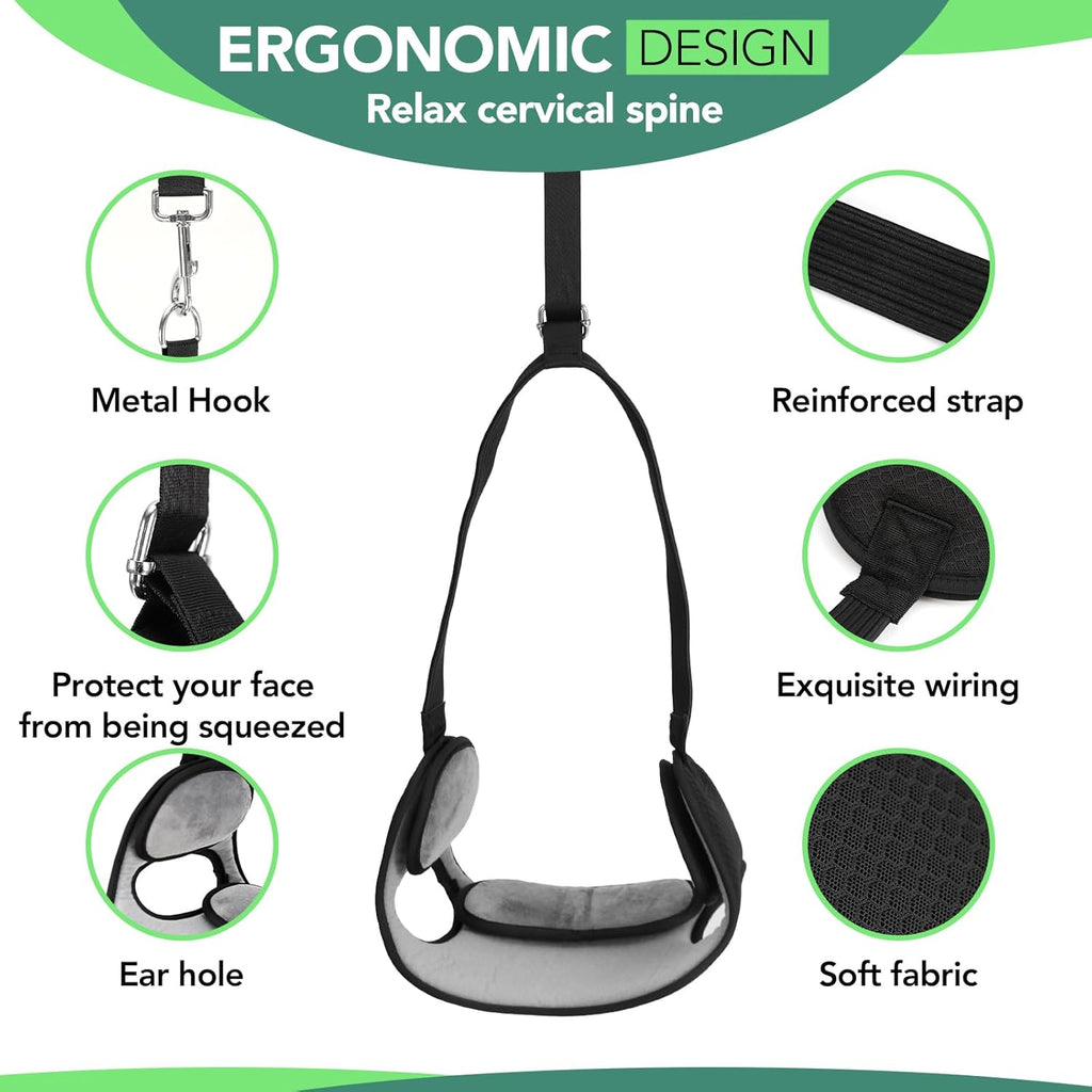 WEEOATAR Adjustable Neck Traction Stretcher Strap with Ear Holes, Release Buckle

