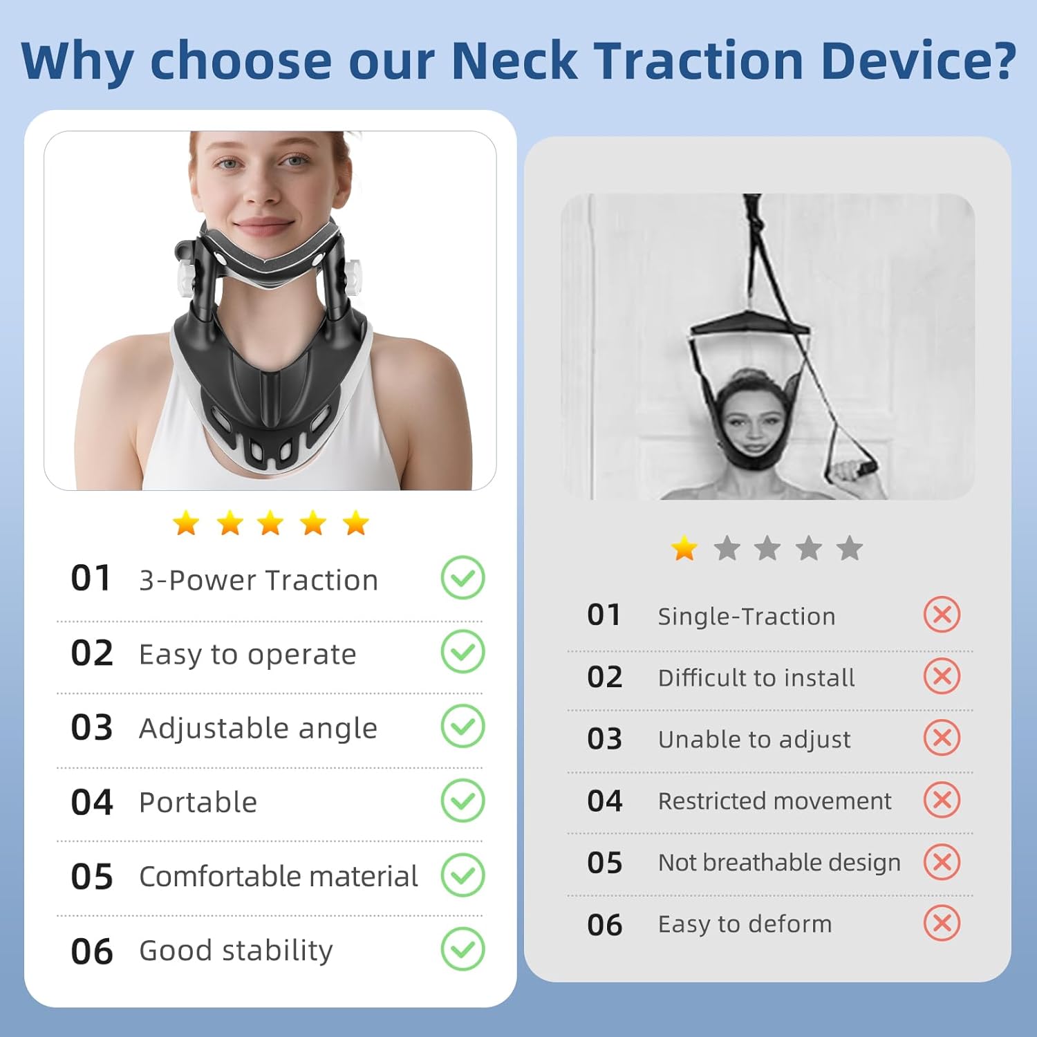 Holniva Cervical Neck Traction Device, Adjustable Neck Stretcher Brace

