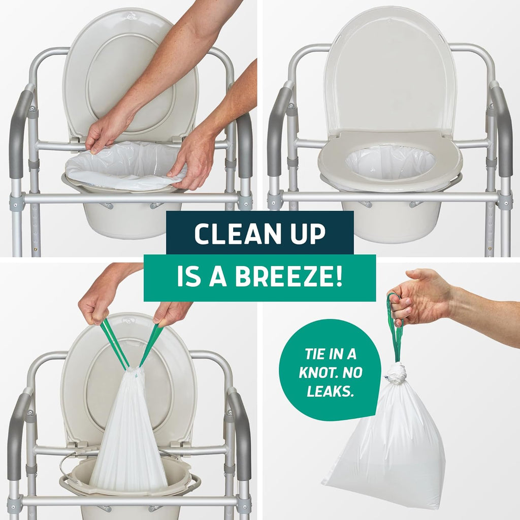 Lunderg Commode Liners Disposable Bedside Toilet Bags, Medical-Grade Portable Waste

