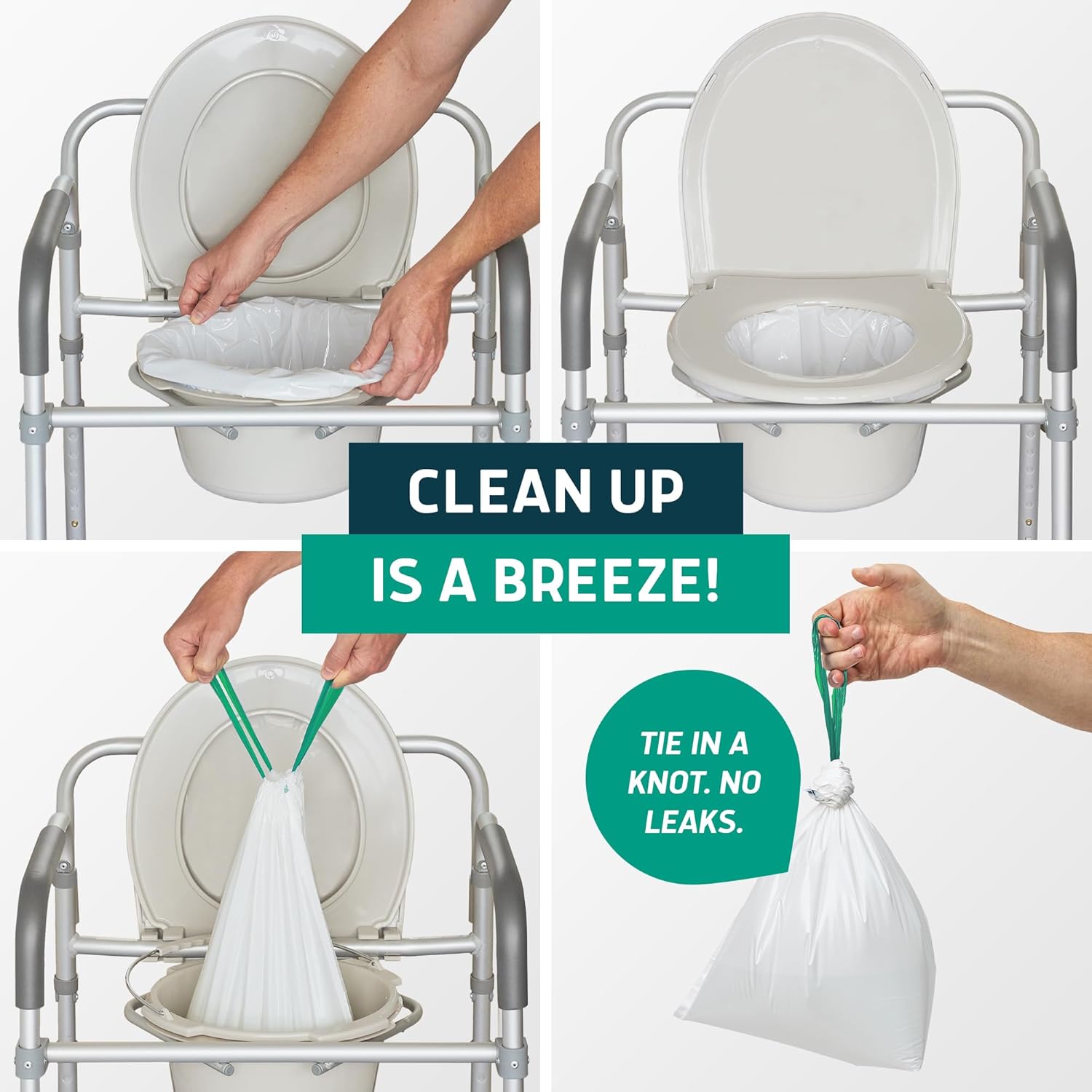 Lunderg Commode Liners Disposable Bedside Toilet Bags, Medical-Grade Portable Waste


