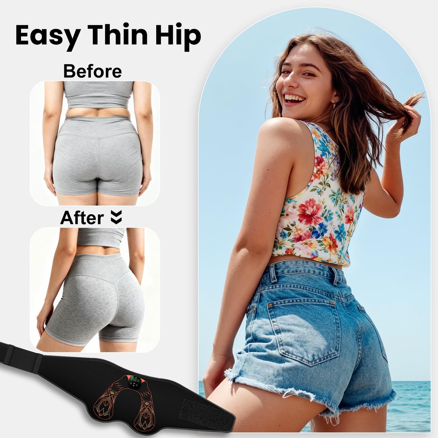 Hip Trainer EMS Glute Muscle Stimulator Belt for Butt Lifting Home Workout

