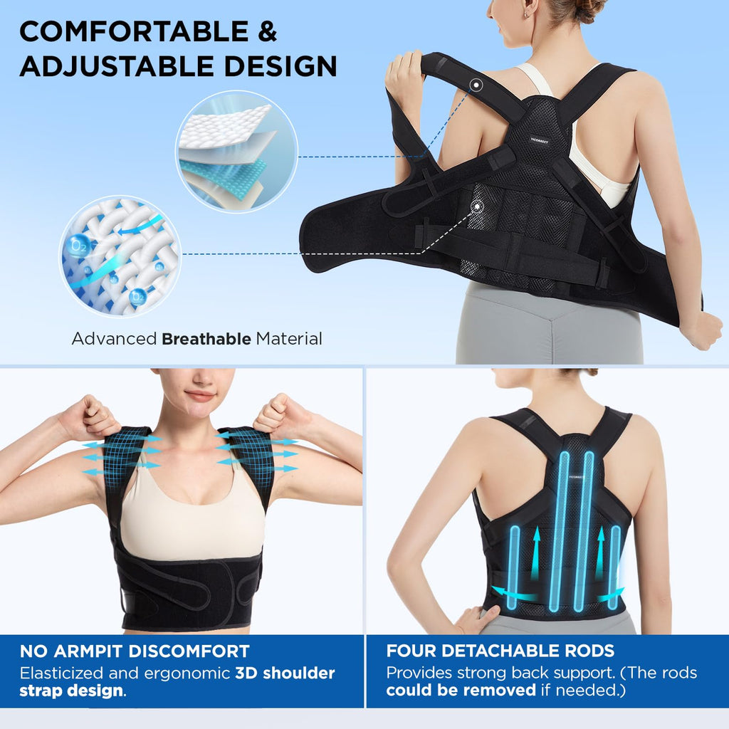 Vicorrect Posture Corrector Back Support Brace for Upper Back and Shoulder Support

